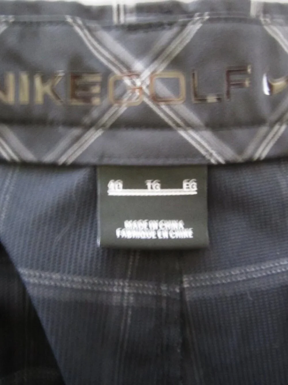 Nike Golf Men Black Size 40 x11 Dri Fit Stay Cool Flat Front Plaid Check Shorts